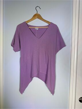 OH MY GAUZE Lavender Purple Cotton Crinkle Gauze Asymmetrical Tunic Laganlook